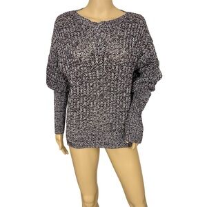 John + Jenn Anthropologie Medium Crochet Juliette Poet Sleeve Round Neck Sweater